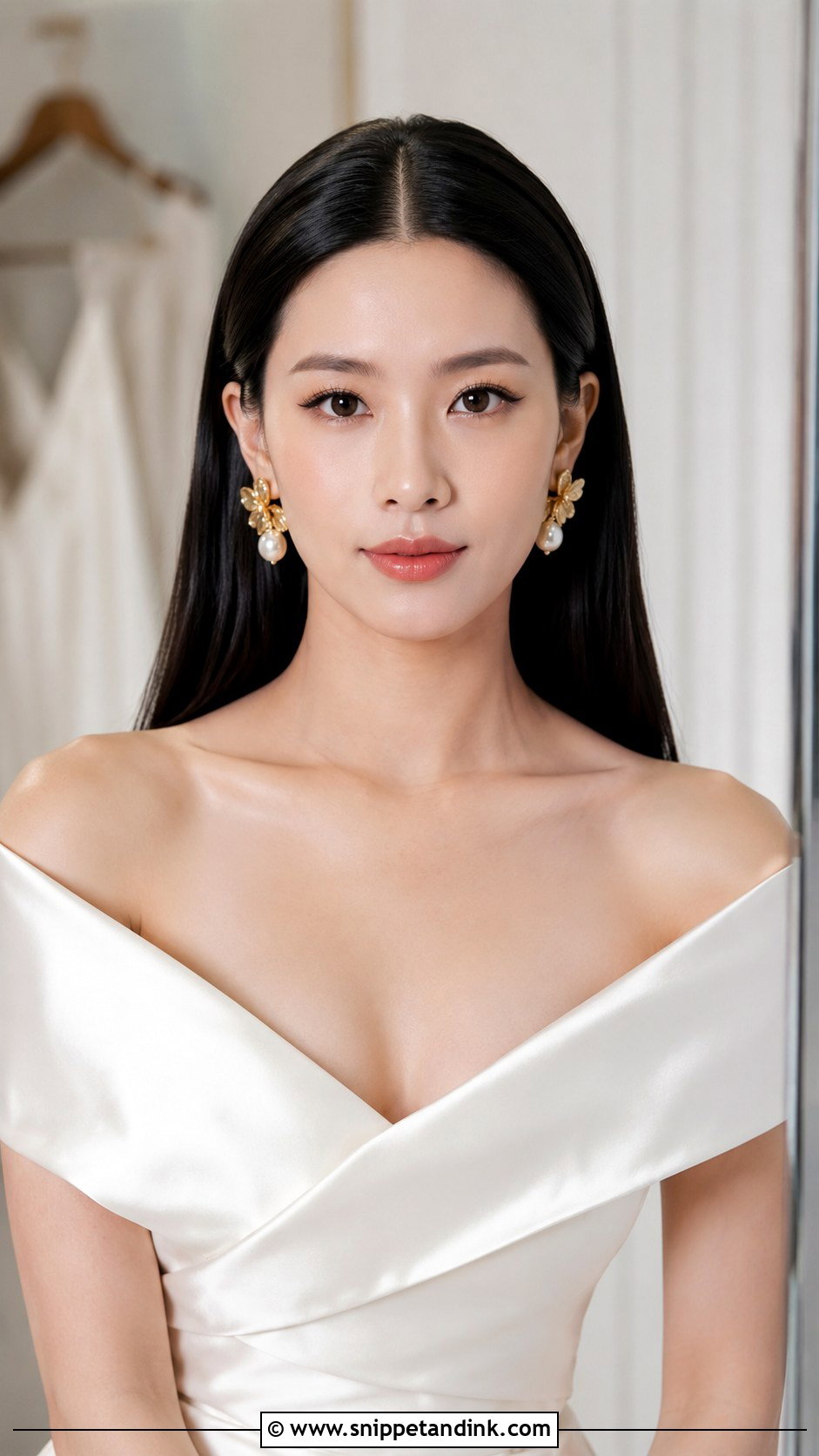 Sleek Straight Hair With Middle Part - Snippet and Ink - 25 Hair Down Wedding Hairstyles