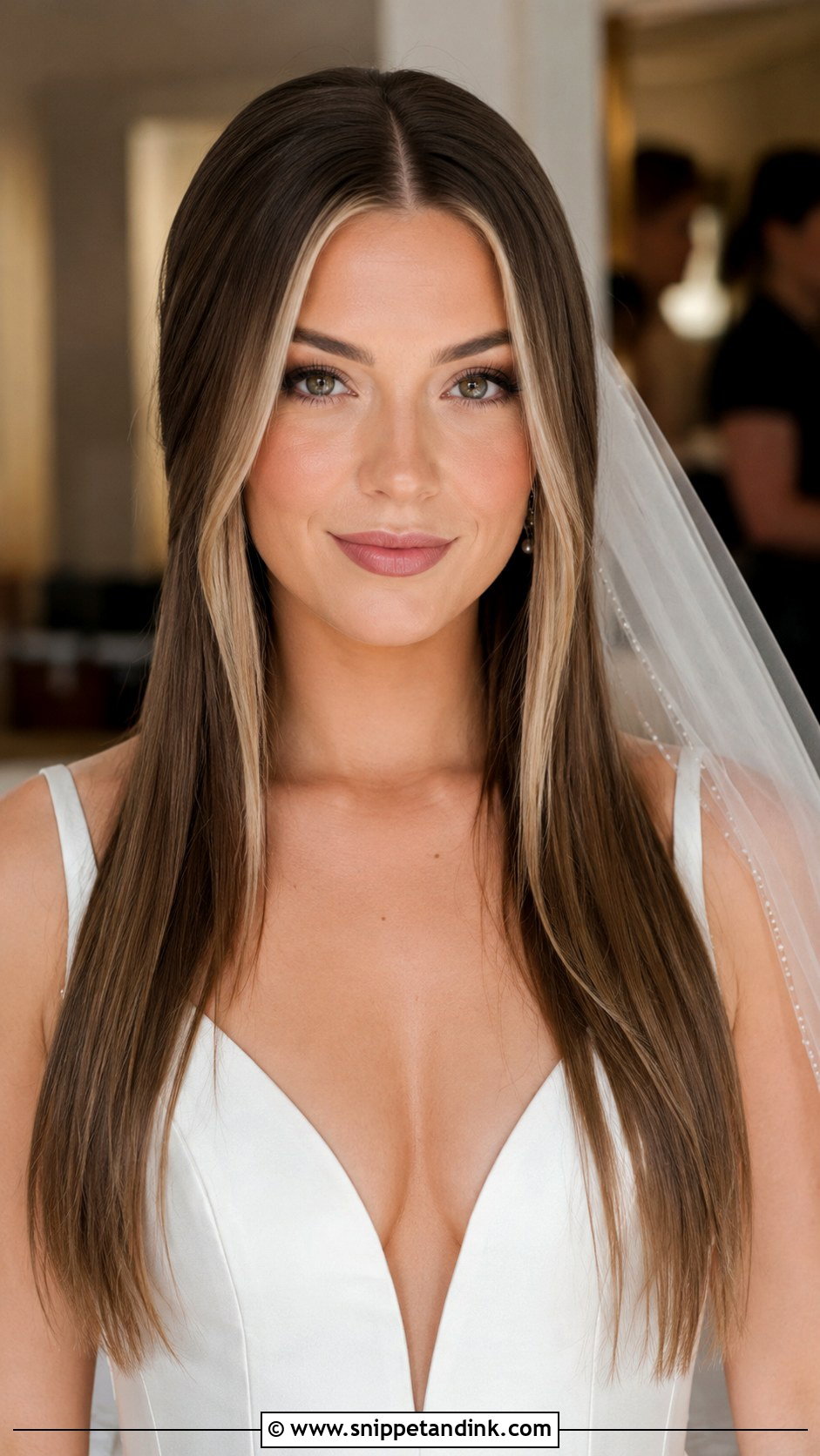 Sleek Straight Hair With Money Piece - Snippet and Ink - 25 Long Straight Hairstyles for Wedding