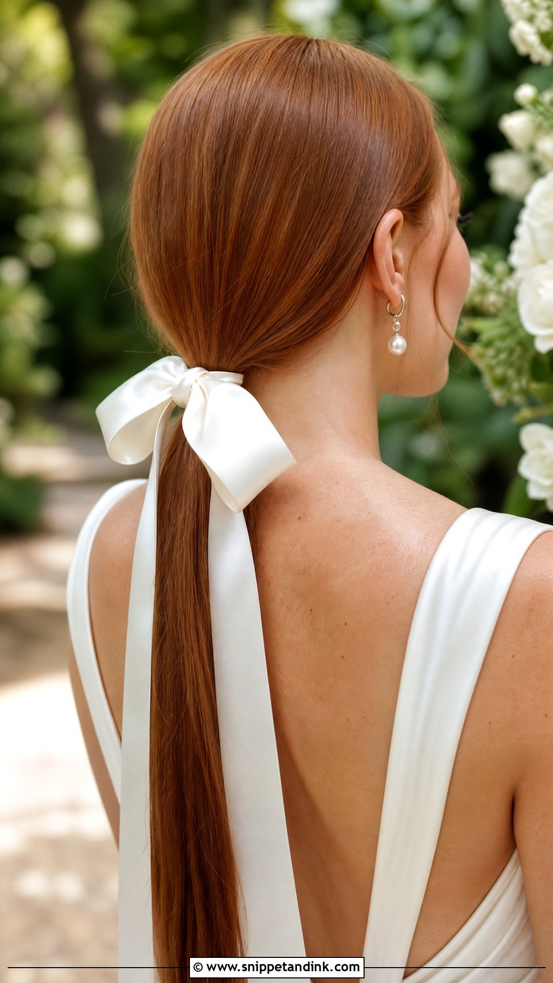 Sleek Straight Hair With Ribbon - Snippet and Ink - 20 Sleek Straight Wedding Hair Ideas