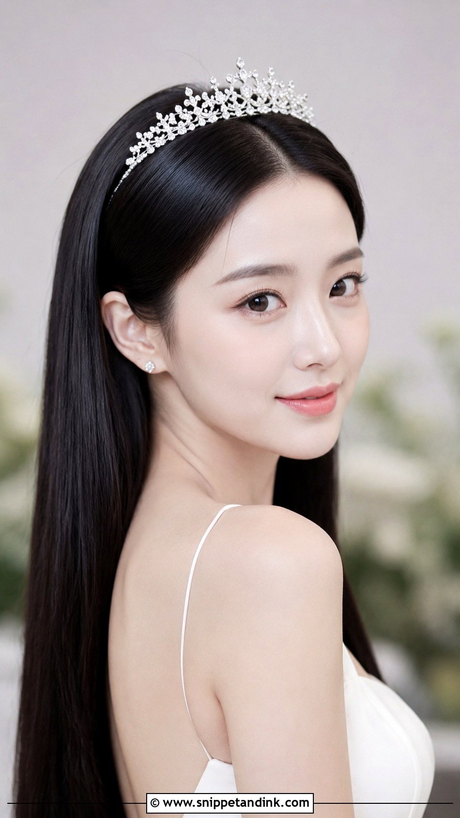 Sleek Straight Hair With Tiara - Snippet and Ink - 25 Bridal Tiara Hairstyles