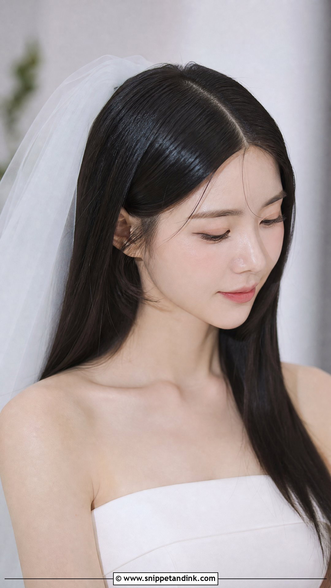 Sleek Straight Hair With Veil - Snippet and Ink - 20 Hair with Veil Ideas