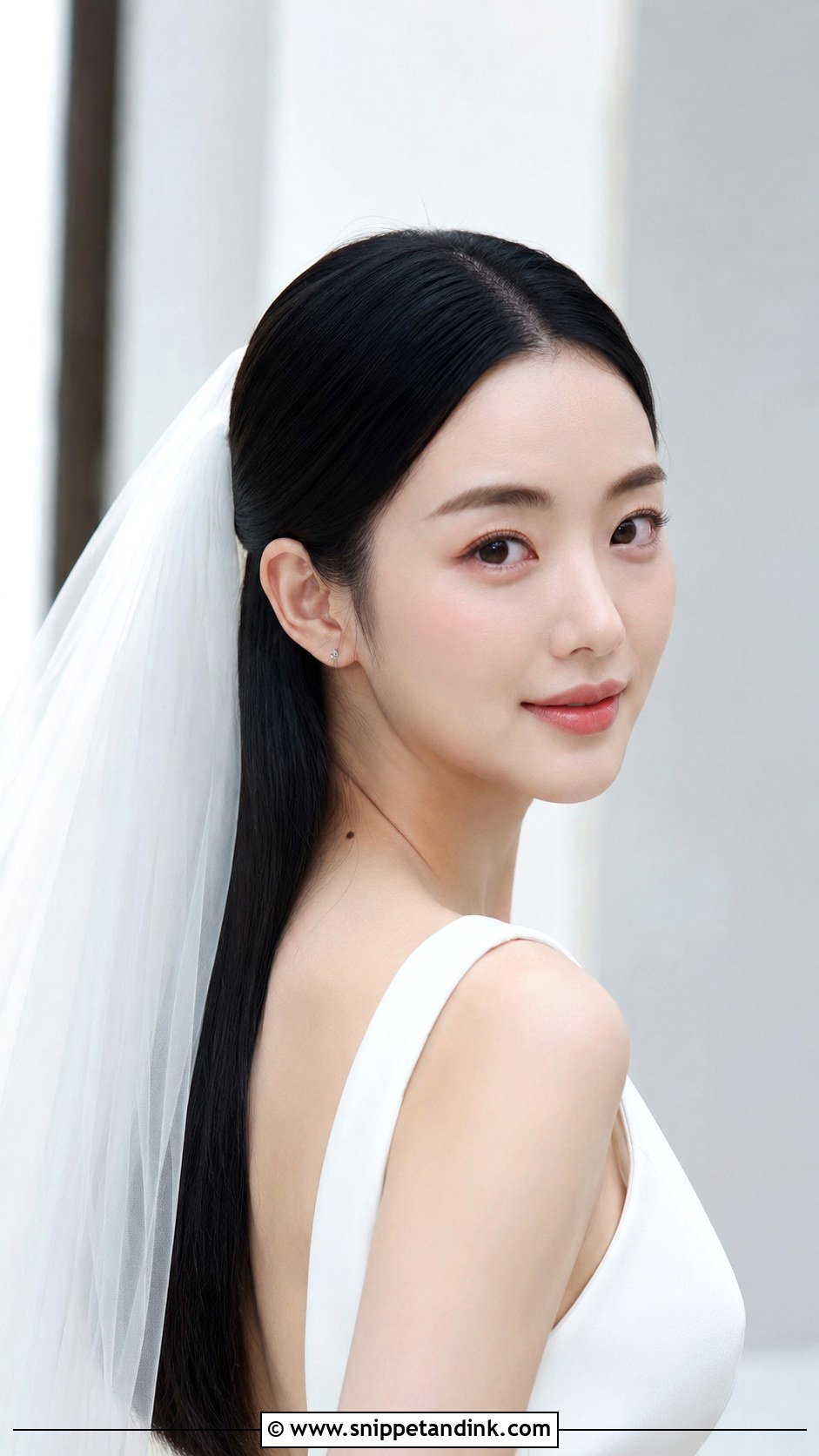 Sleek Straight Hair With Veil - Snippet and Ink - 20 Hairstyles with Veil