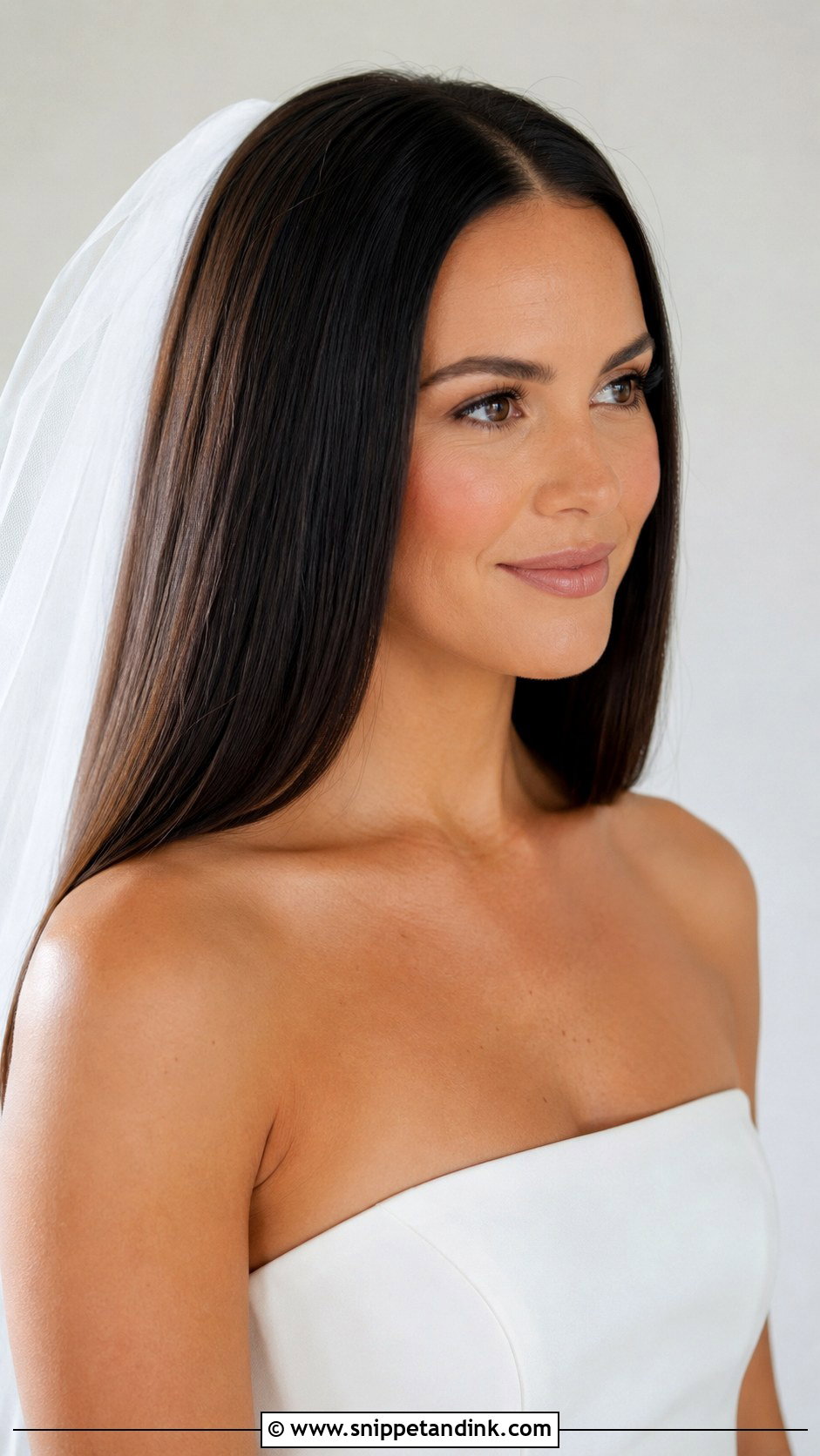 Sleek Straight Hair With Veil - Snippet and Ink - 20 Brides Hairstyles with Veil