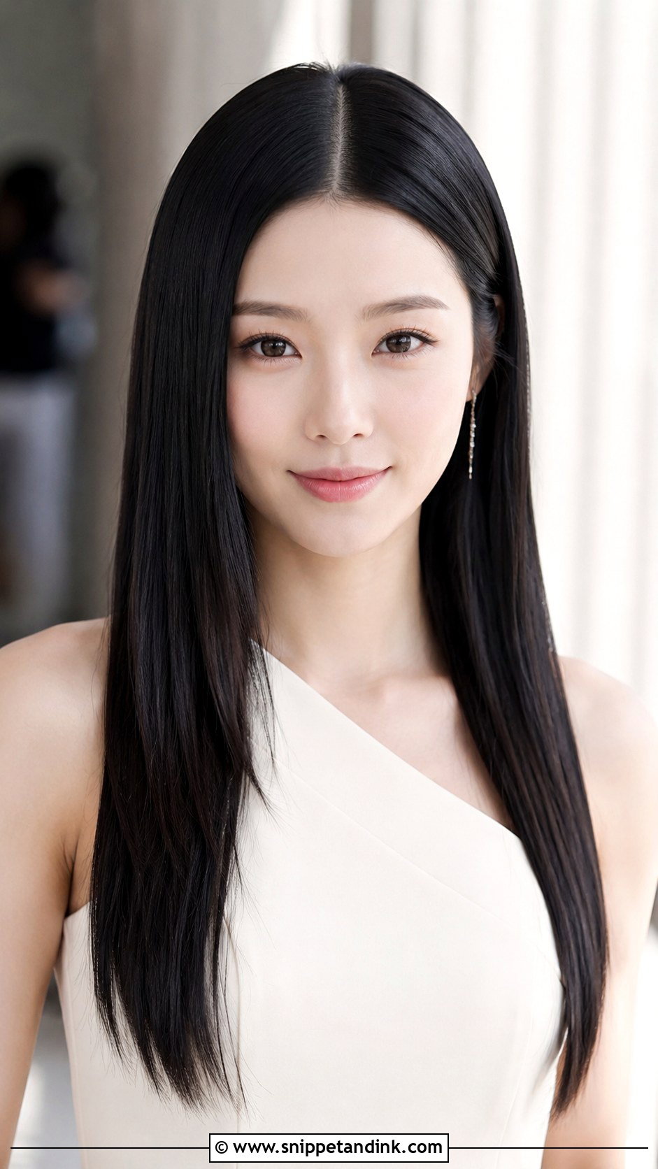 Sleek Straight Hair With a Center Part - Snippet and Ink - 25 Wedding Hairstyles for Guests