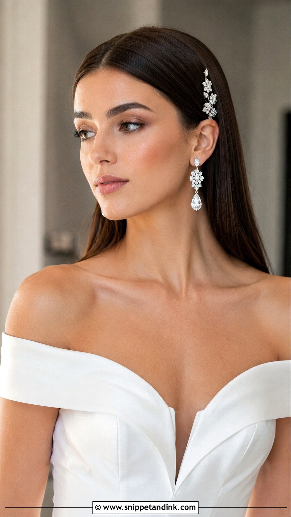 Sleek Straight Hair With a Center Part for a Wedding - Snippet and Ink - 20 Hairstyle for a Wedding Ideas