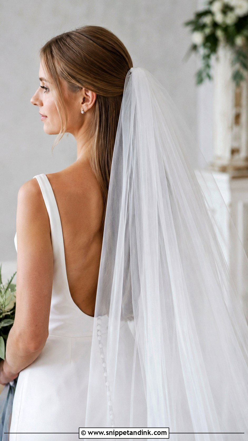 Sleek Straight Hair With a Veil - Snippet and Ink - 20 Bride Hairstyles Straight Hair