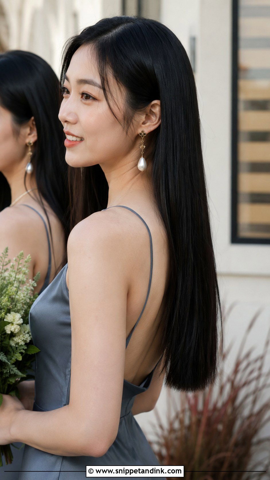 Sleek Straight Hair Worn Down - Snippet and Ink - 20 Bridal Party Hairstyles