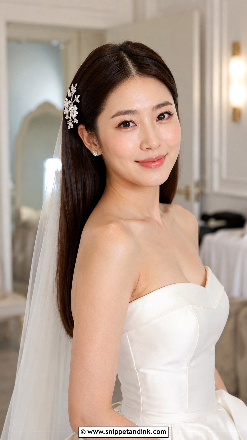 Sleek Straight Hair for Brides - Snippet and Ink - 25 Simple Bridal Hairstyle Ideas