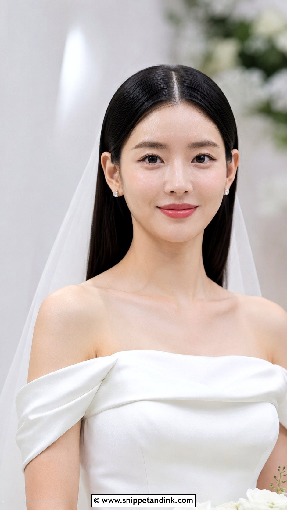 Sleek Straight Hair for Wedding - Snippet and Ink - 30 Hairstyle for Bride Ideas