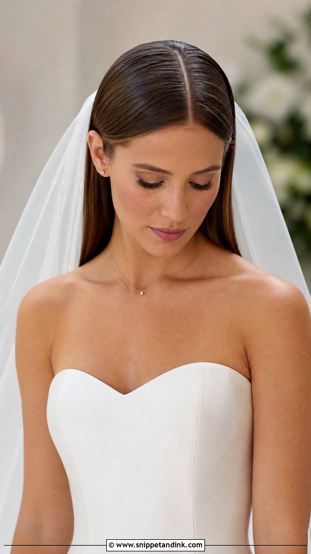 Sleek Straight Hair with Middle Part - Snippet and Ink - 20 Long Wedding Hair All Down Ideas