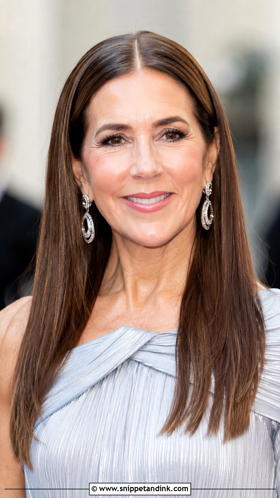 Sleek Straight Hair with a Center Part - Snippet and Ink - 30 Mother of the Bride Hair Down Ideas