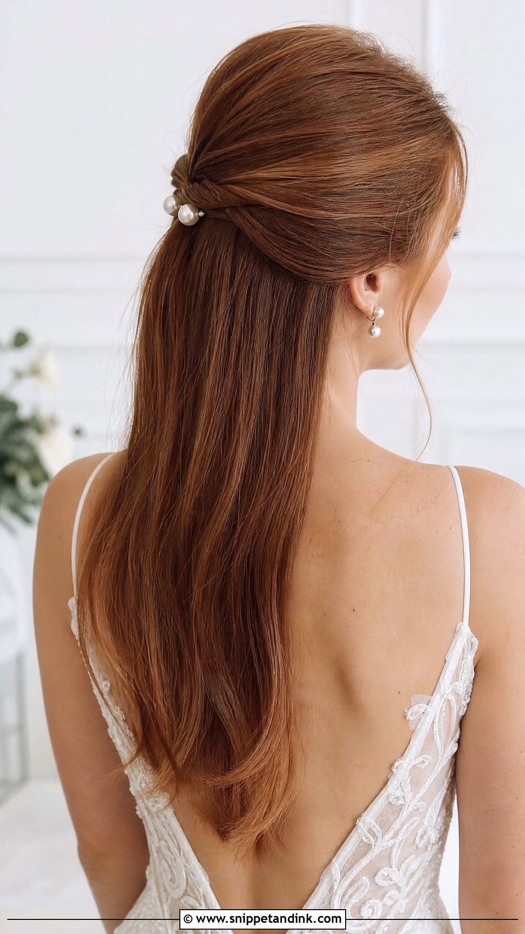 Sleek Straight Half Up Hair - Snippet and Ink - 20 Sleek Straight Wedding Hair Ideas