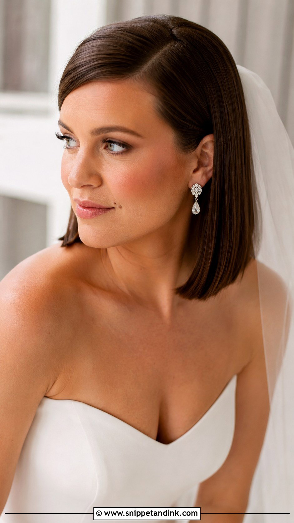 Sleek Straight Lob - Snippet and Ink - 20 Wedding Hair Ideas for Medium Length