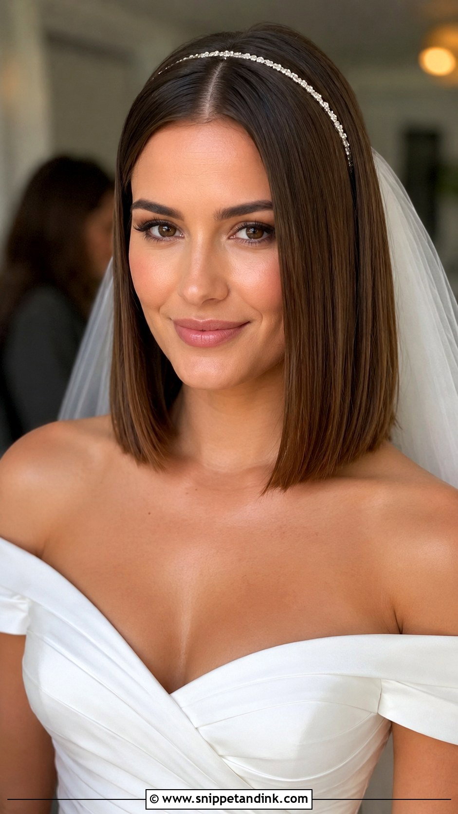 Sleek Straight Lob - Snippet and Ink - 30 Wedding Hairstyles for Medium Hair