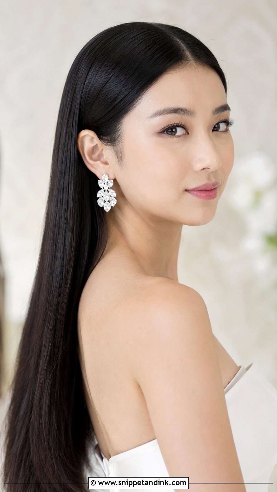 Sleek Straight Long Hair - Snippet and Ink - 25 Modern Bridal Hair Ideas