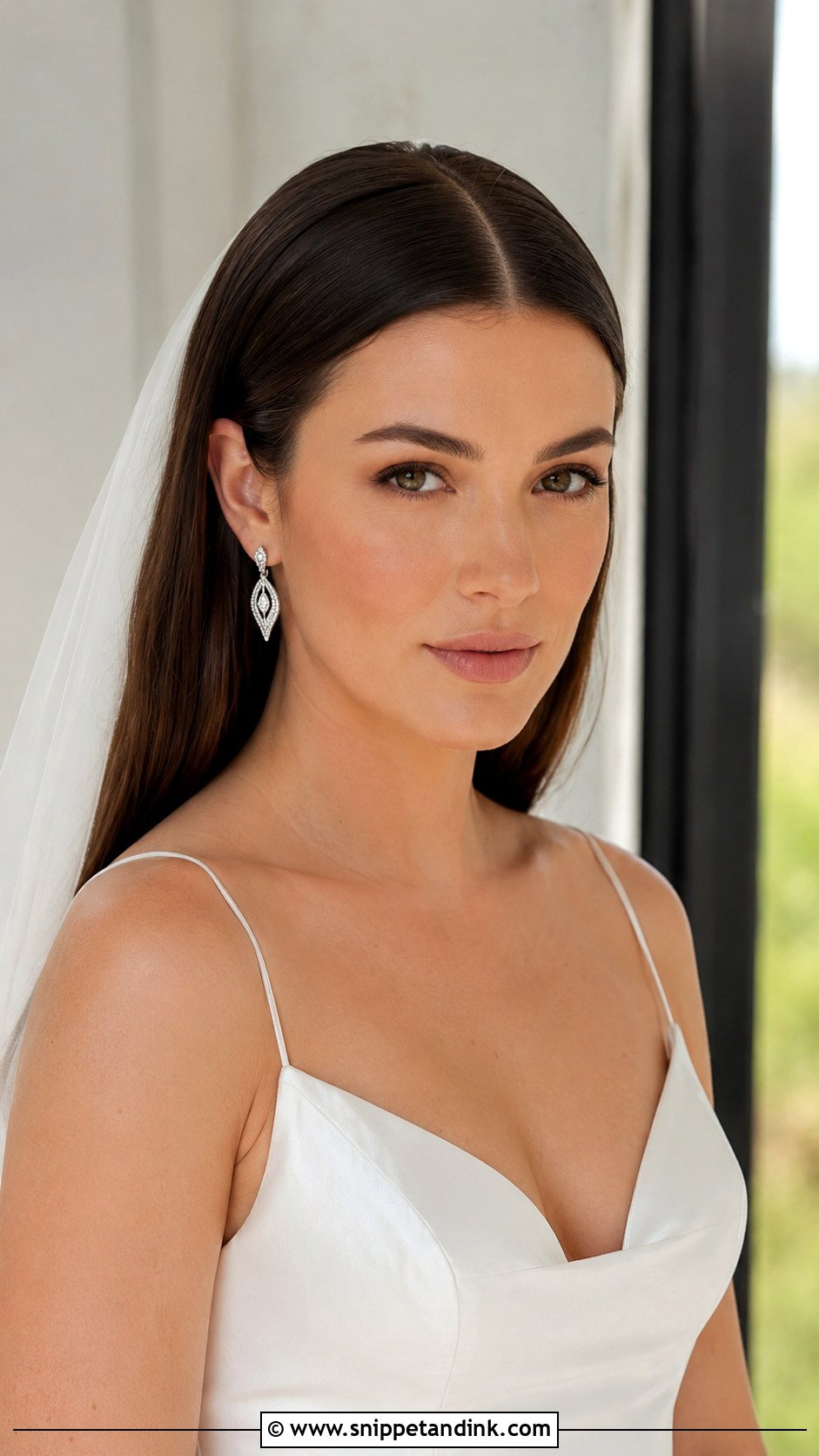 Sleek Straight Middle Part Wedding Hair - Snippet and Ink - 20 Down Do Wedding Hair Ideas
