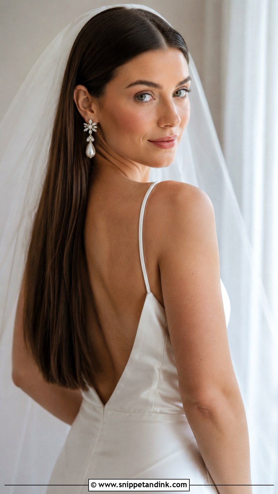 Sleek Straight Open Bridal Hair - Snippet and Ink - 25 Open Hair Bride Ideas