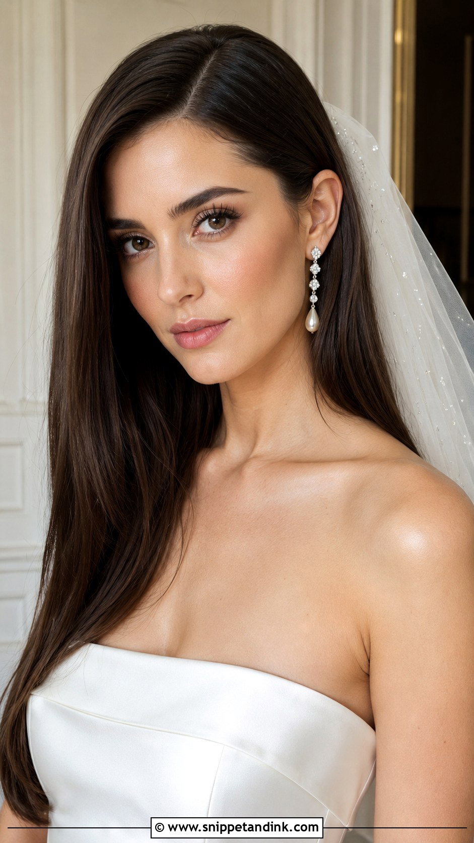 Sleek Straight Open Bridal Hair - Snippet and Ink - 20 Open Bridal Hairstyle Ideas