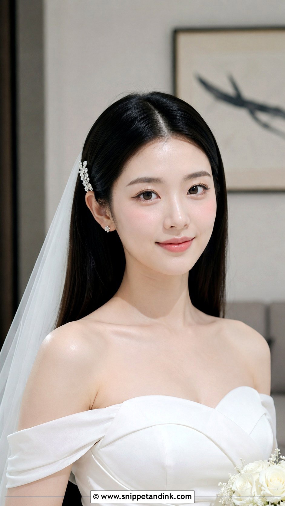 Sleek Straight Open Bridal Hairstyle - Snippet and Ink - 25 Bridal Open Hairstyles