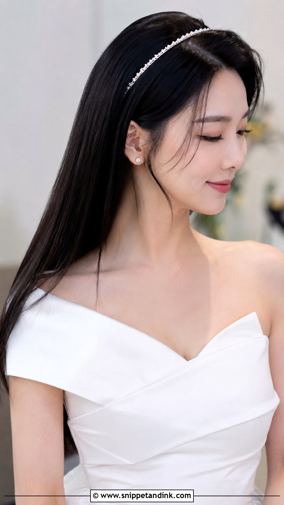 Sleek Straight Open Hair - Snippet and Ink - 20 Bride with Open Hair Ideas