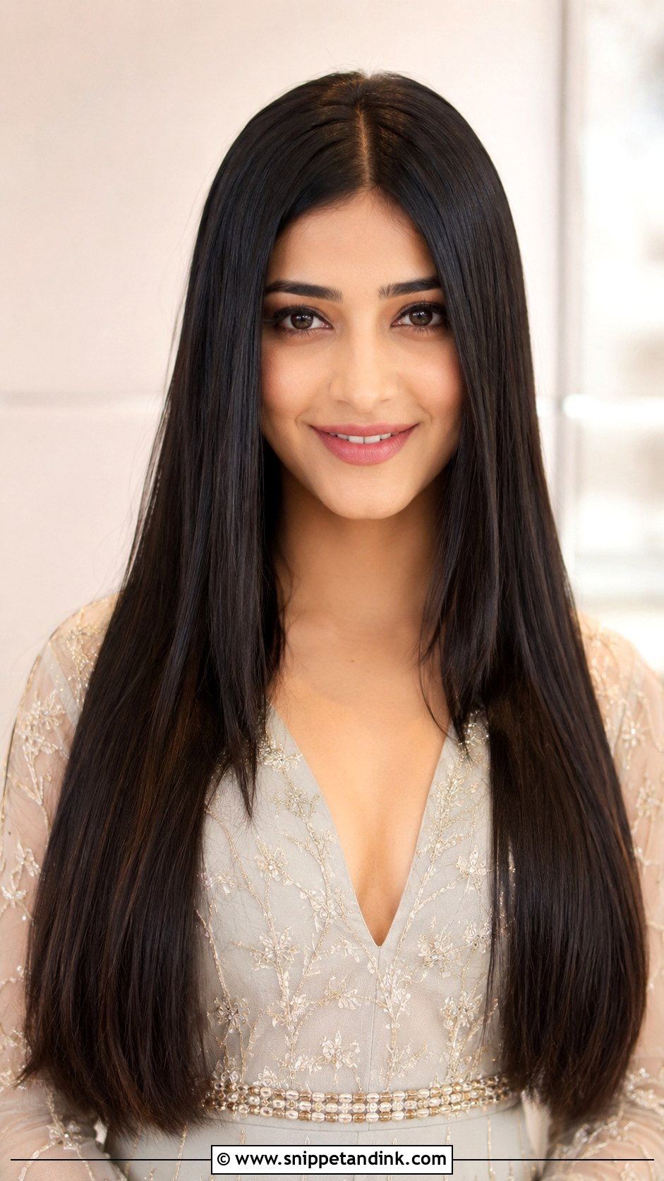 Sleek Straight Open Hair - Snippet and Ink - 30 Indian Hairstyles for Weddings