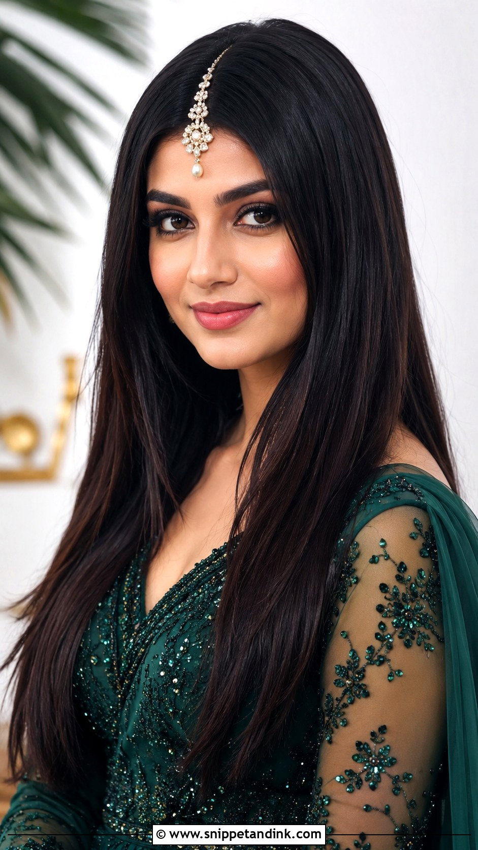 Sleek Straight Open Hair - Snippet and Ink - 25 Indian Wedding Hairstyles for Bride