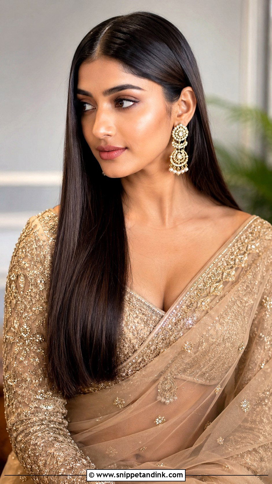 Sleek Straight Open Hair - Snippet and Ink - 15 Straight Hairstyles for Indian Wedding