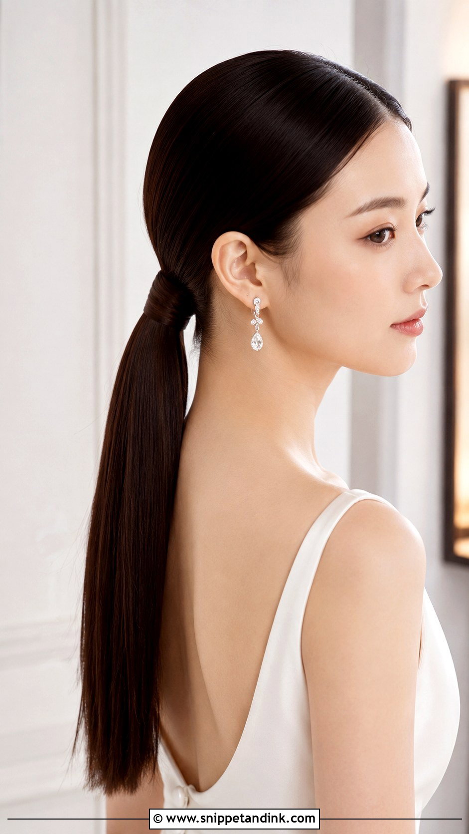 Sleek Straight Ponytail For Wedding - Snippet and Ink - 15 Sleek Ponytail for Wedding Ideas
