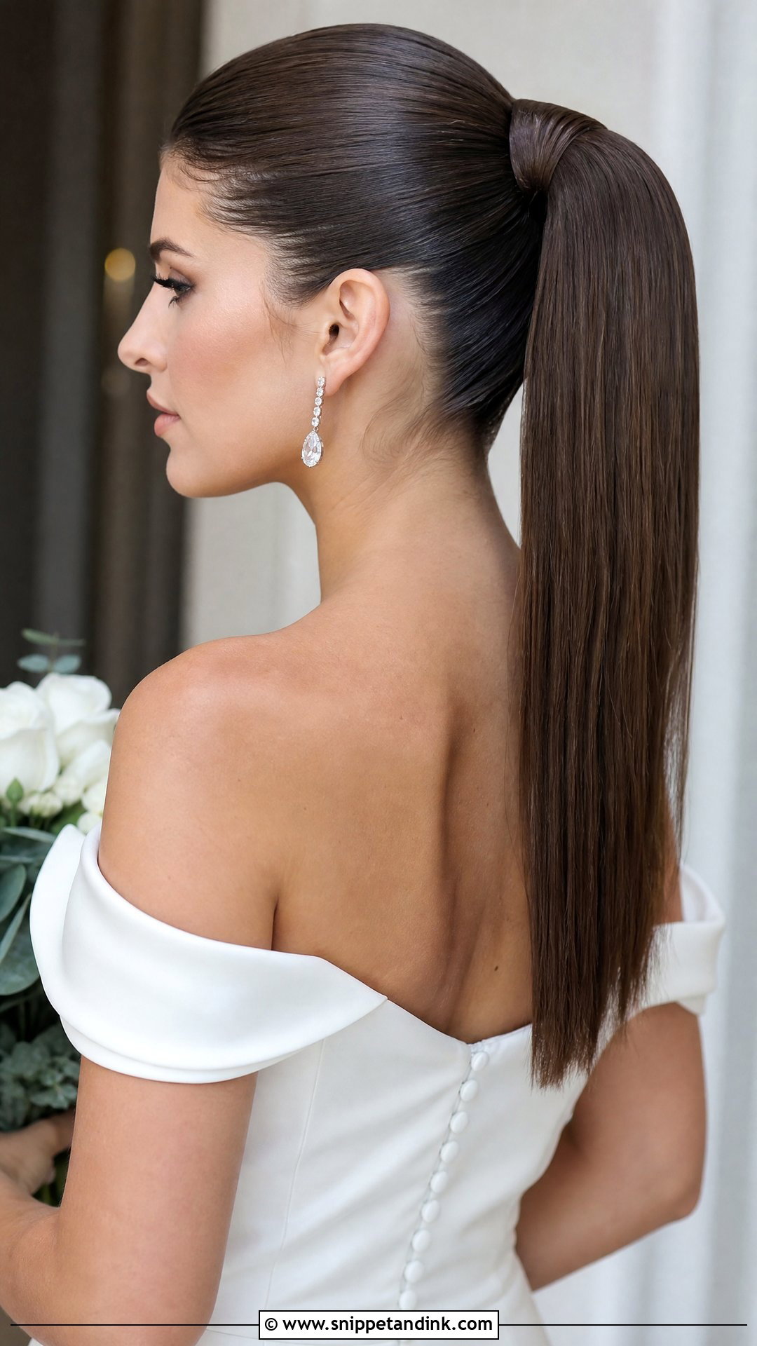 Sleek Straight Ponytail - Snippet and Ink - 20 Elegant Straight Wedding Hairstyles