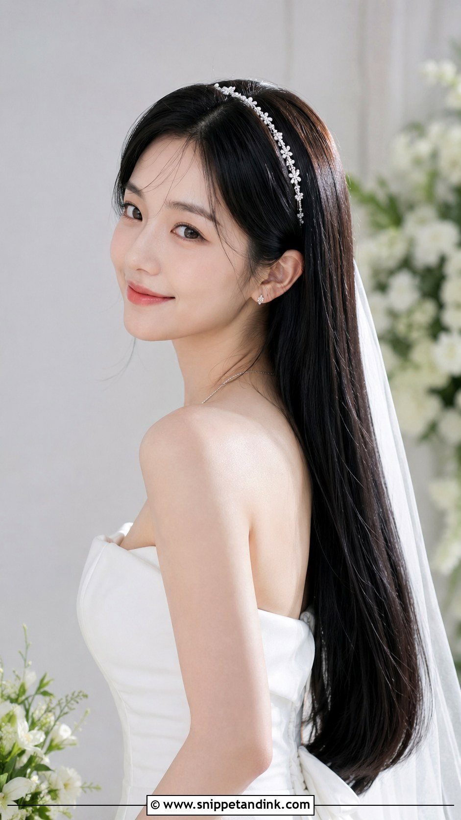 Sleek Straight Wedding Hair Down - Snippet and Ink - 20 Medium Length Wedding Hair Down Ideas