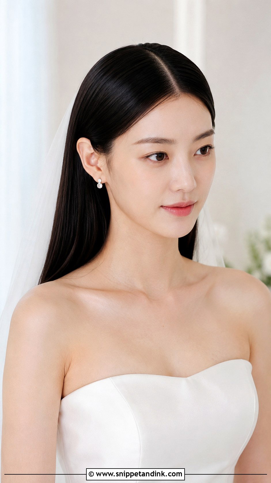 Sleek Straight Wedding Hair With Center Part - Snippet and Ink - 20 Wedding Hair Long Down Ideas