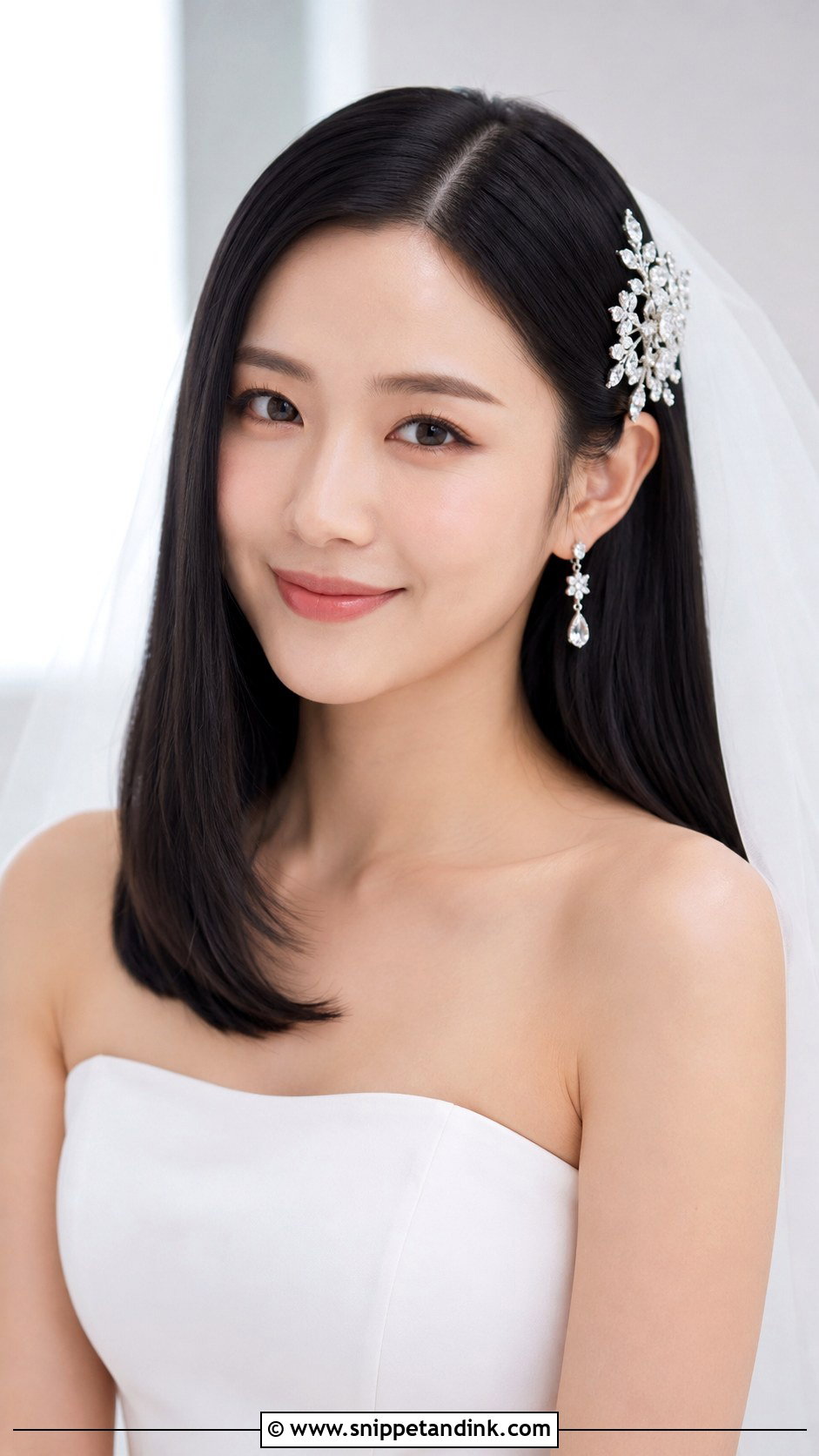 Sleek Straight Wedding Hair - Snippet and Ink - 15 Mostly Down Wedding Hair Ideas