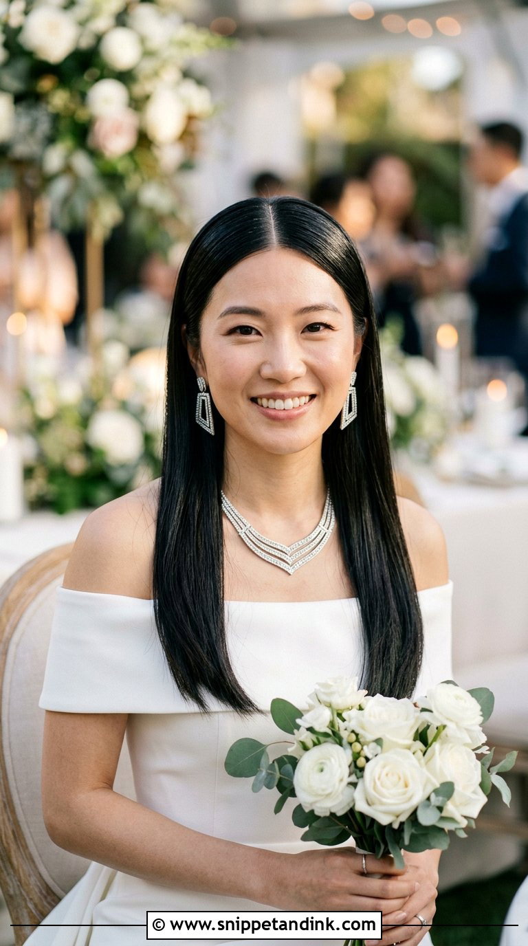 Sleek Straight Wedding Hairstyle - Snippet and Ink - 20 Bride Hair Ideas