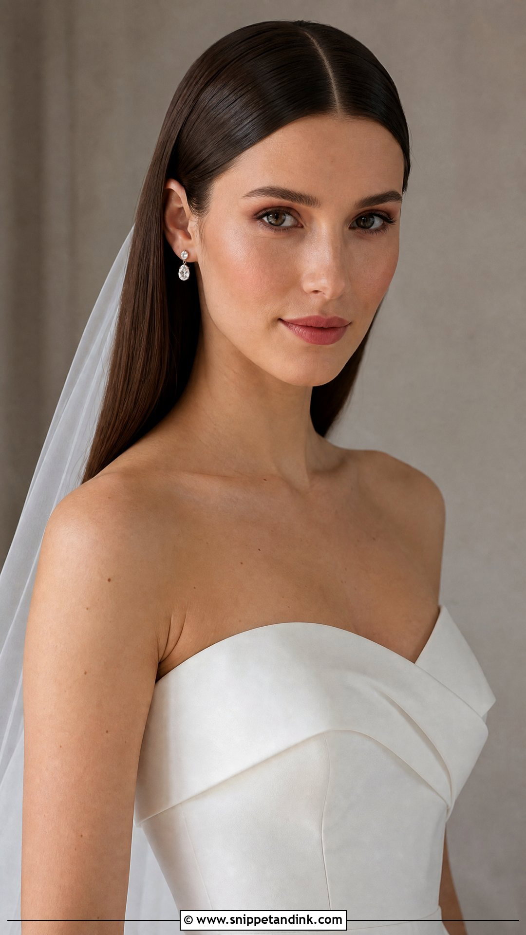 Sleek Straight Wedding Hairstyle - Snippet and Ink - 20 Trendy Hairstyles for Wedding