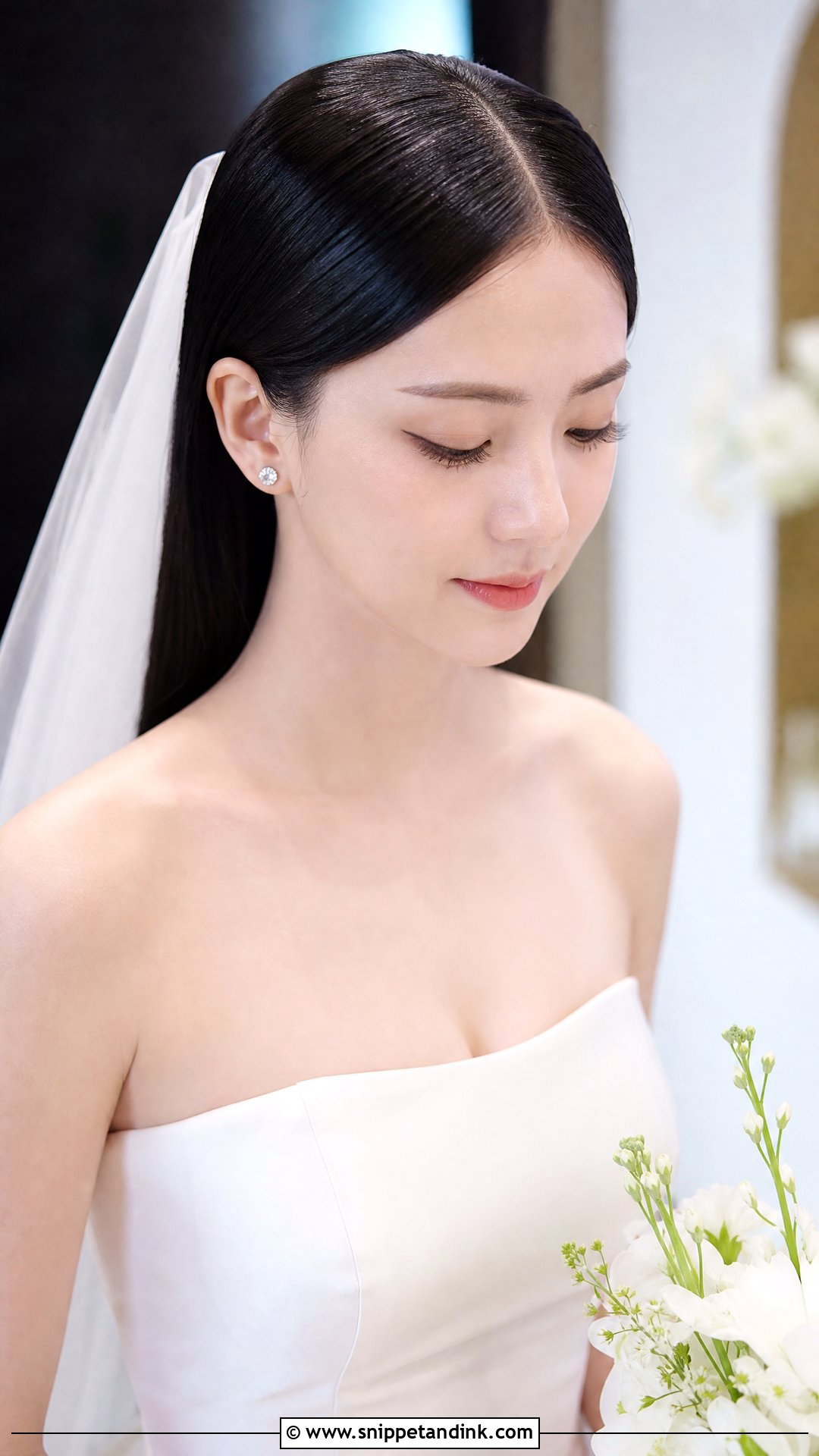 Sleek Straight Wedding Hairstyle - Snippet and Ink - 20 Wedding Hair Ideas for Long Hair