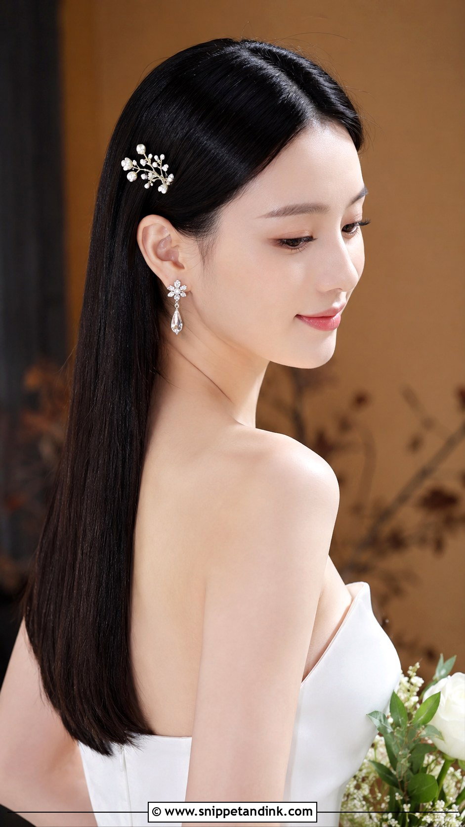 Sleek Straight Wedding Hairstyle - Snippet and Ink - 25 Long Wedding Hairstyles