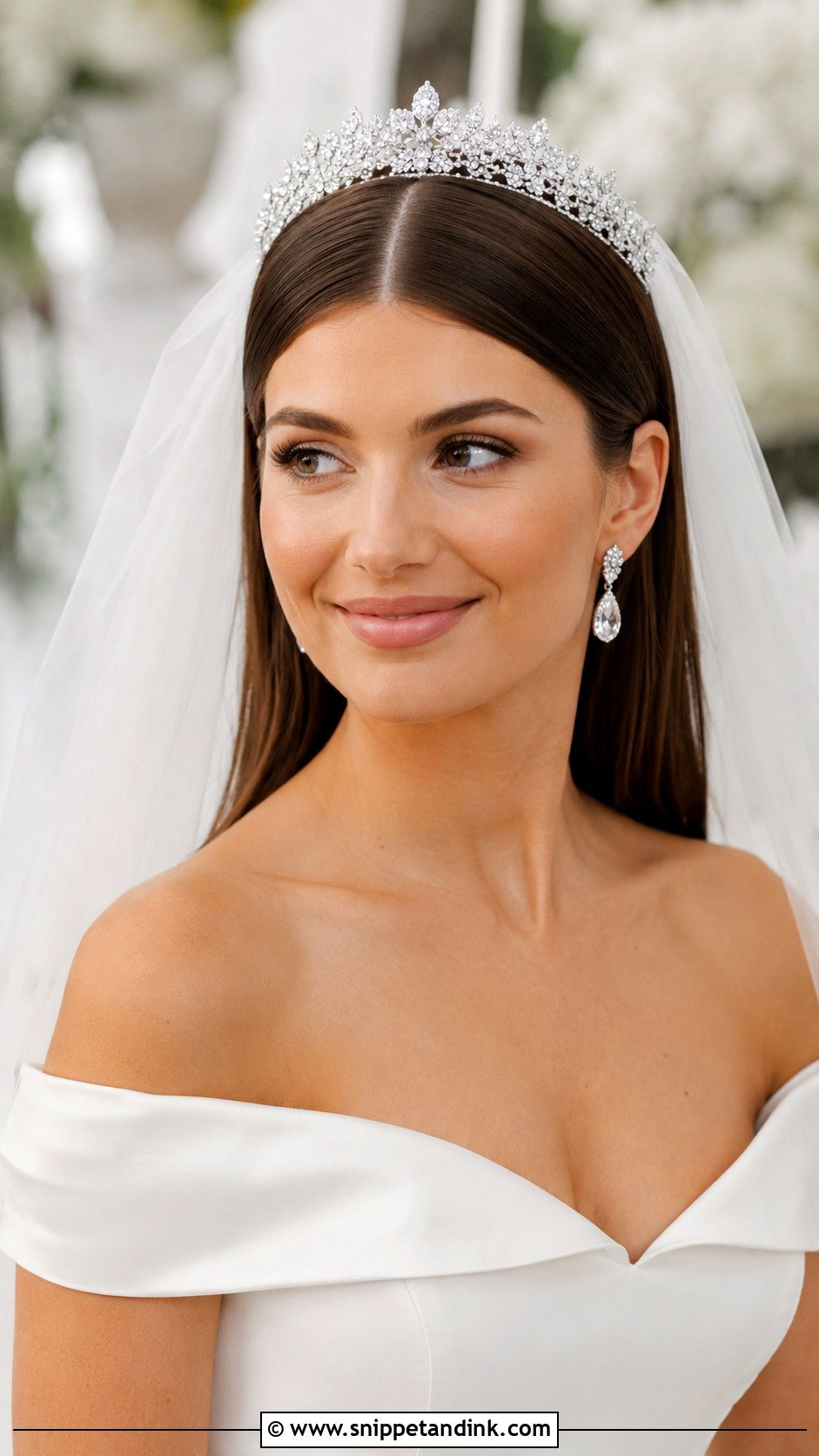 Sleek Straight Wedding Hairstyle - Snippet and Ink - 30 Open Hair Wedding Hairstyles