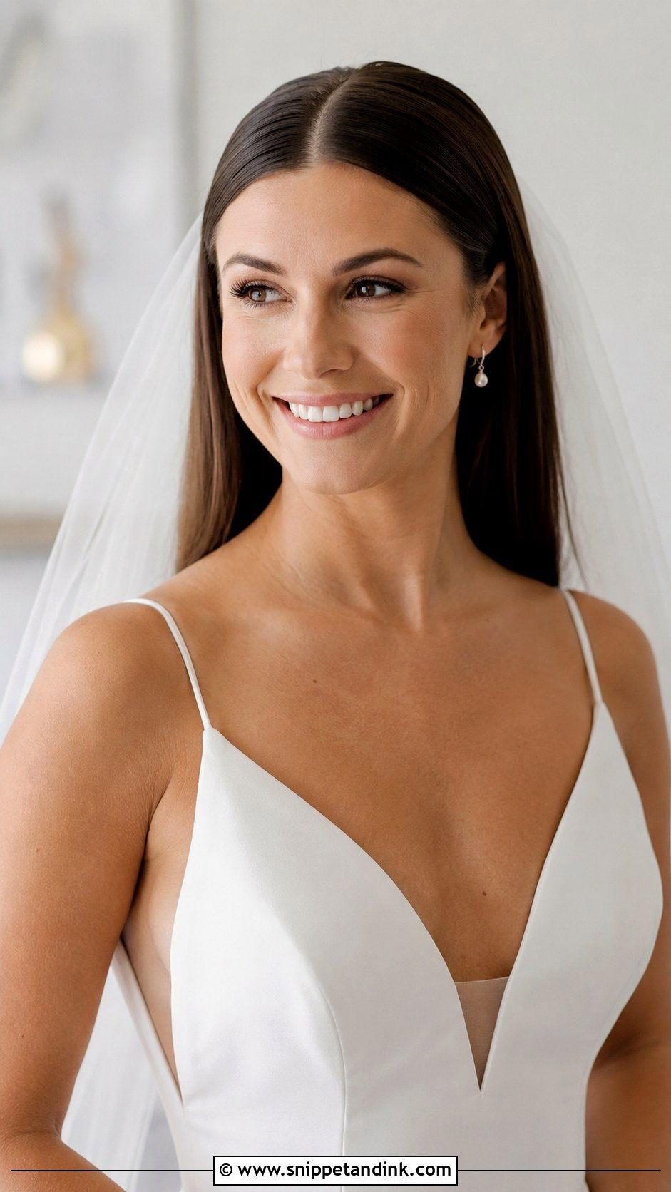 Sleek Straight Wedding Hairstyle - Snippet and Ink - 30 Wedding Hairstyles 2025