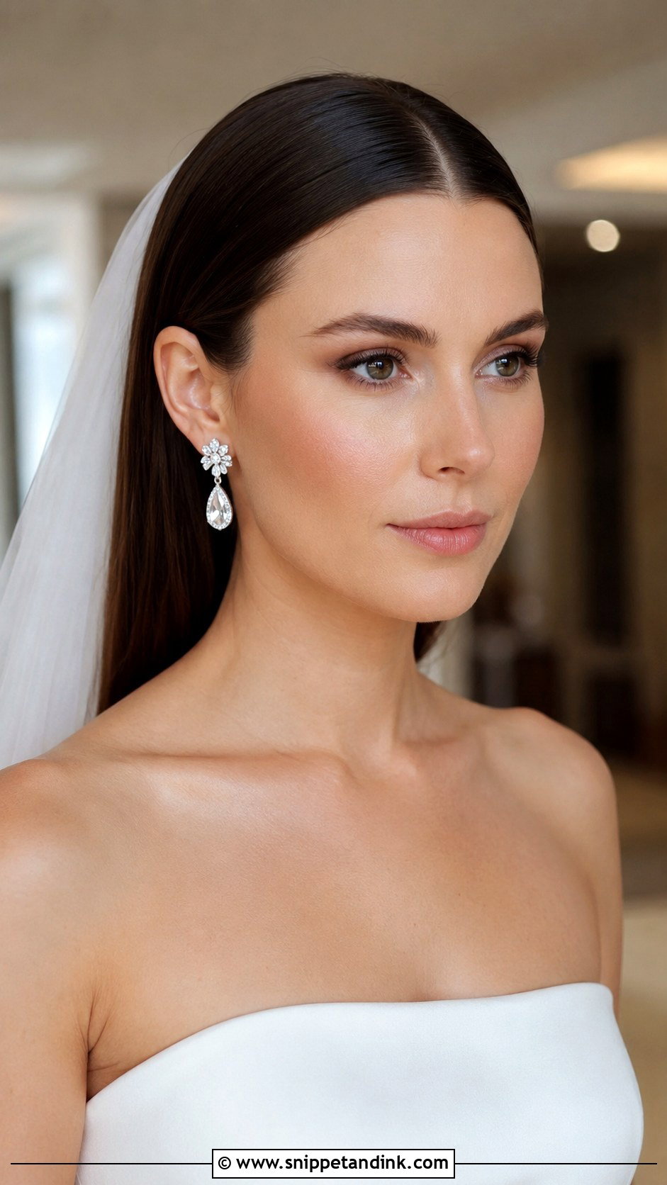 Sleek Straight Wedding Hairstyle - Snippet and Ink - 35 Hairstyle for Wedding Ideas