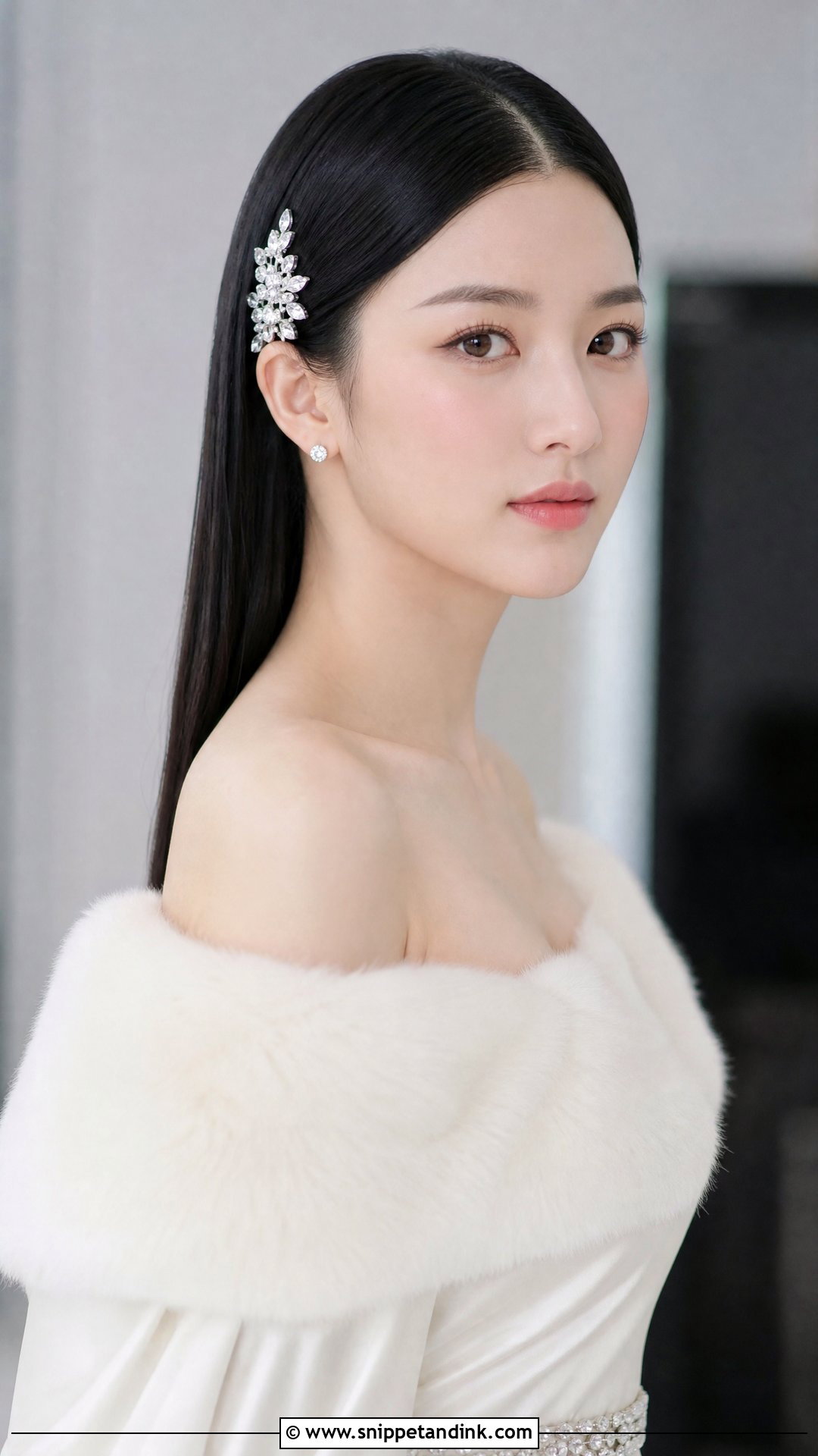Sleek Straight Wedding Hairstyle - Snippet and Ink - 20 Mid Length Hair Wedding Styles