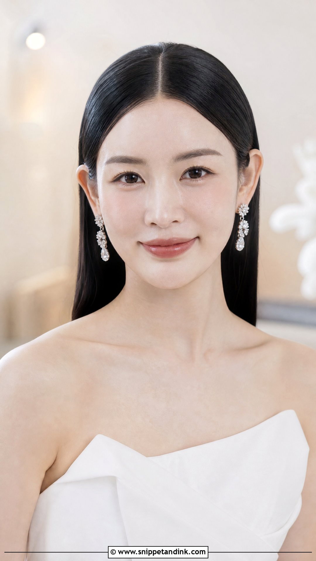 Sleek Straight Wedding Hairstyle - Snippet and Ink - 20 Mid Length Wedding Hairstyles