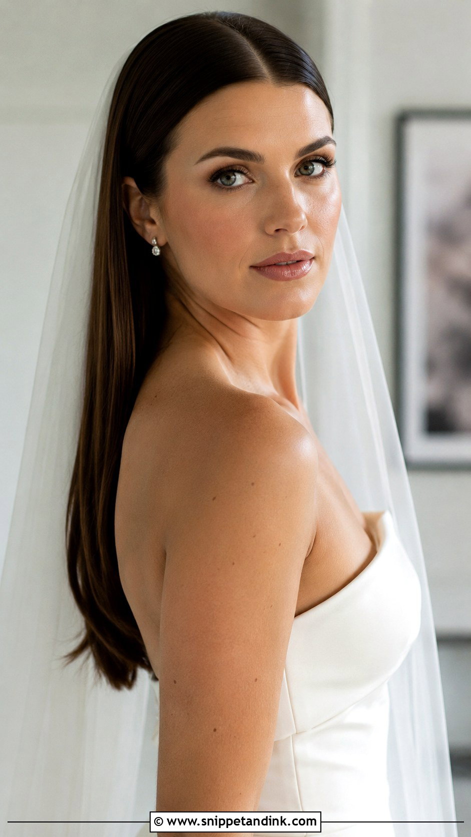 Sleek Straight Wedding Hairstyle for Long Hair - Snippet and Ink - 25 Elegant Wedding Hairstyles for Long Hair