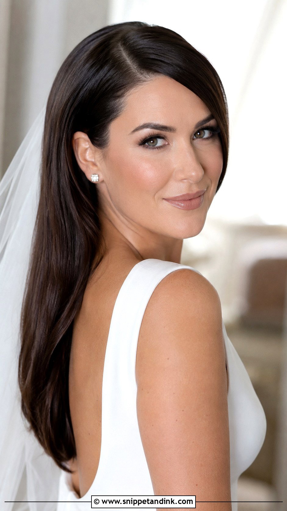 Sleek Straight Wedding Hairstyle for Long Hair - Snippet and Ink - 25 Hairstyle for Long Hair Wedding Ideas
