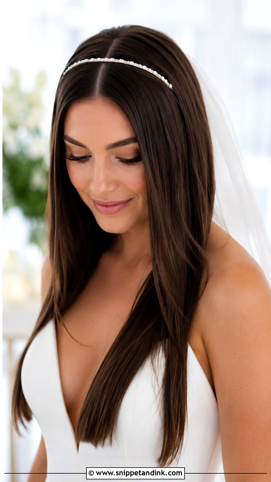 Sleek Straight With Center Part - Snippet and Ink - 20 Romantic Wedding Hairstyles