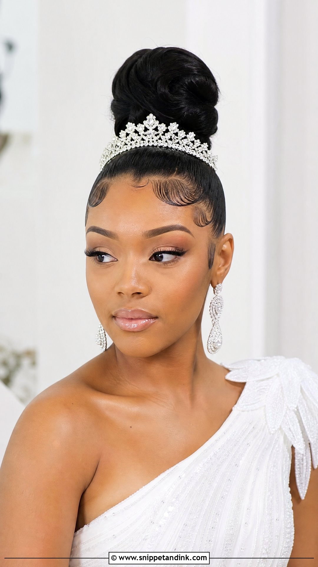Sleek Top Bun With Baby Hairs - Snippet and Ink - 30 Black Bridal Hairstyles