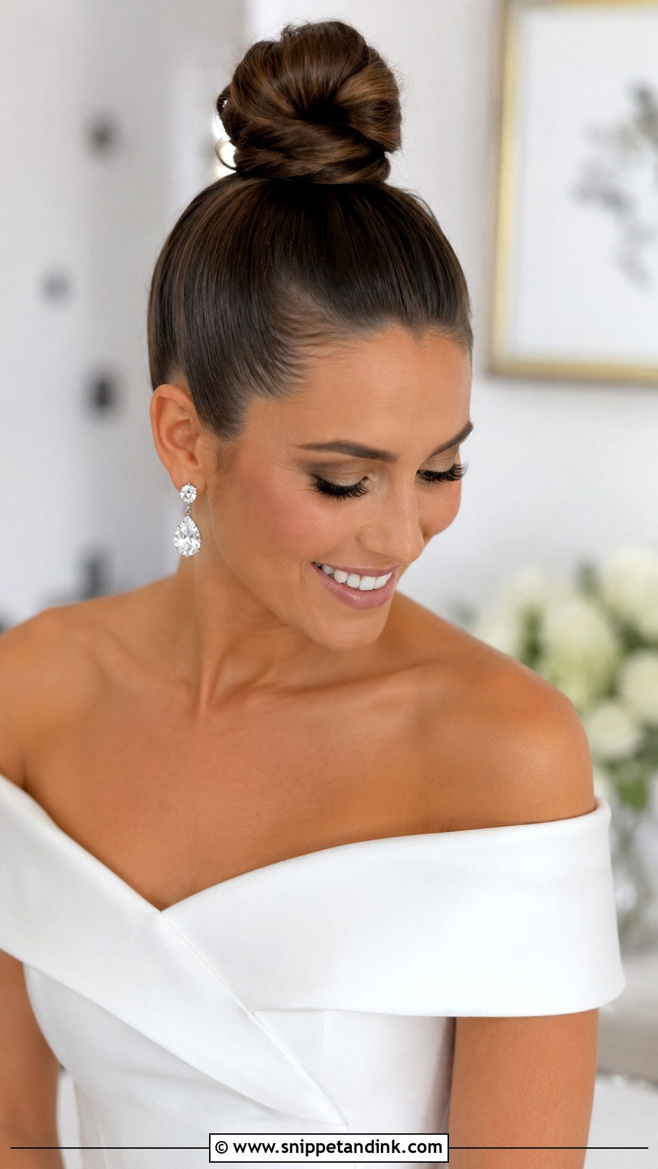 Sleek Top Knot - Snippet and Ink - 30 Wedding Hair Up Ideas