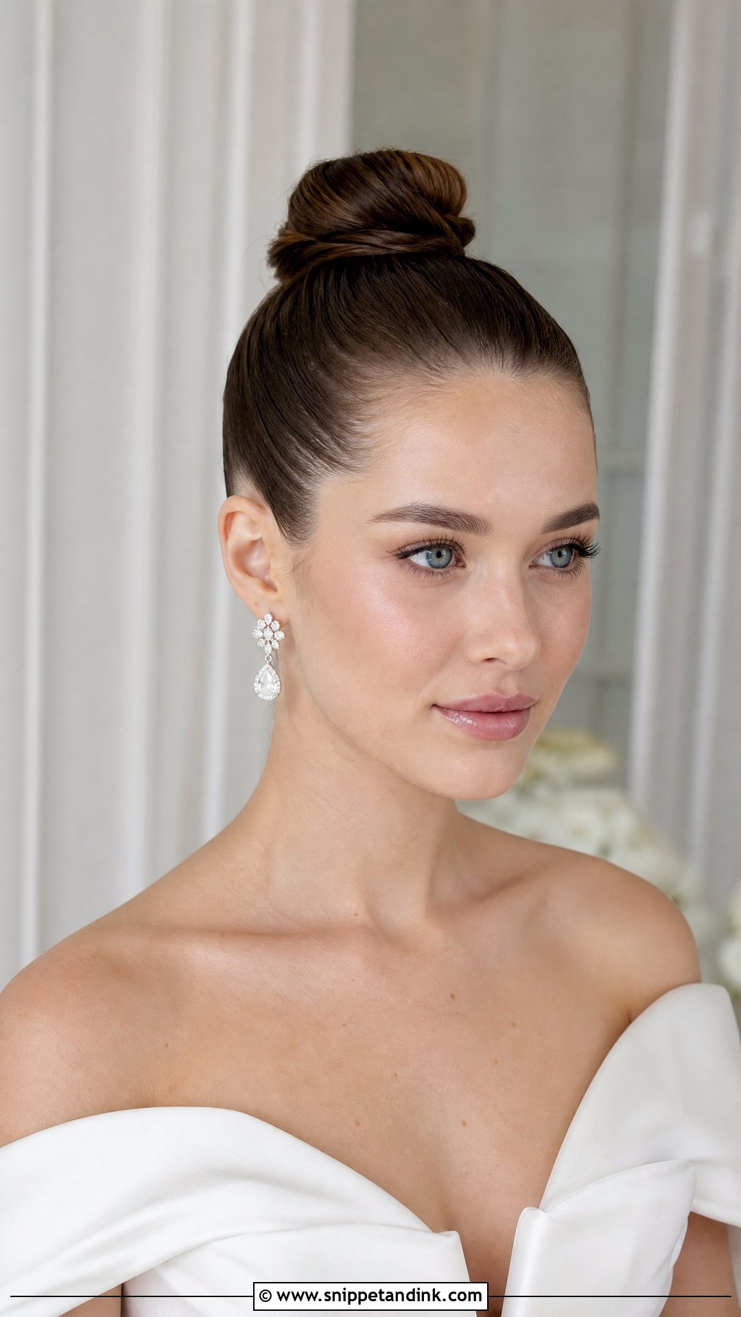 Sleek Top Knot Updo - Snippet and Ink - 20 Sleek Wedding Updo Ideas