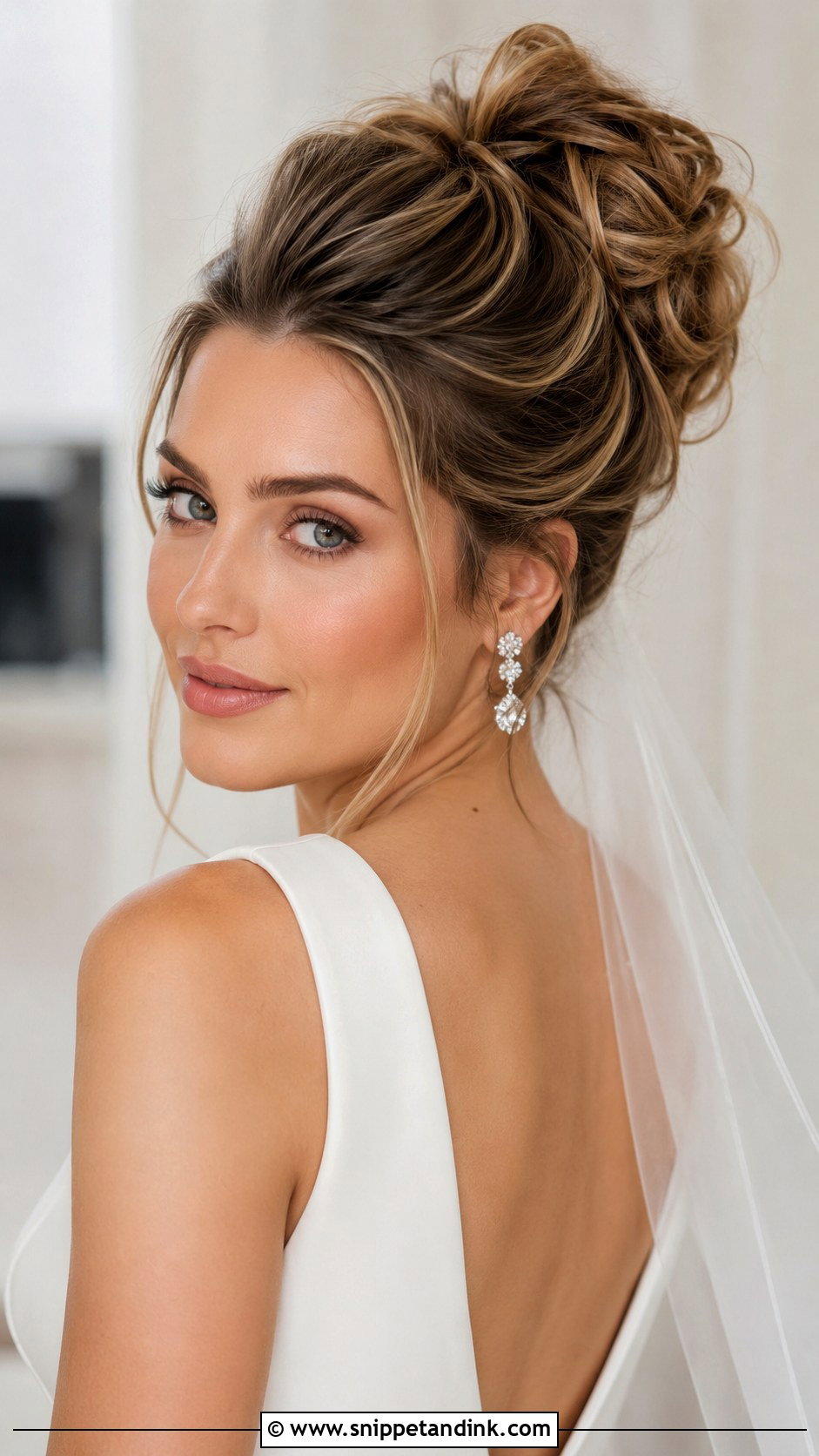 Sleek Top With Textured Bun - Snippet and Ink - 20 Textured Wedding Updo Ideas