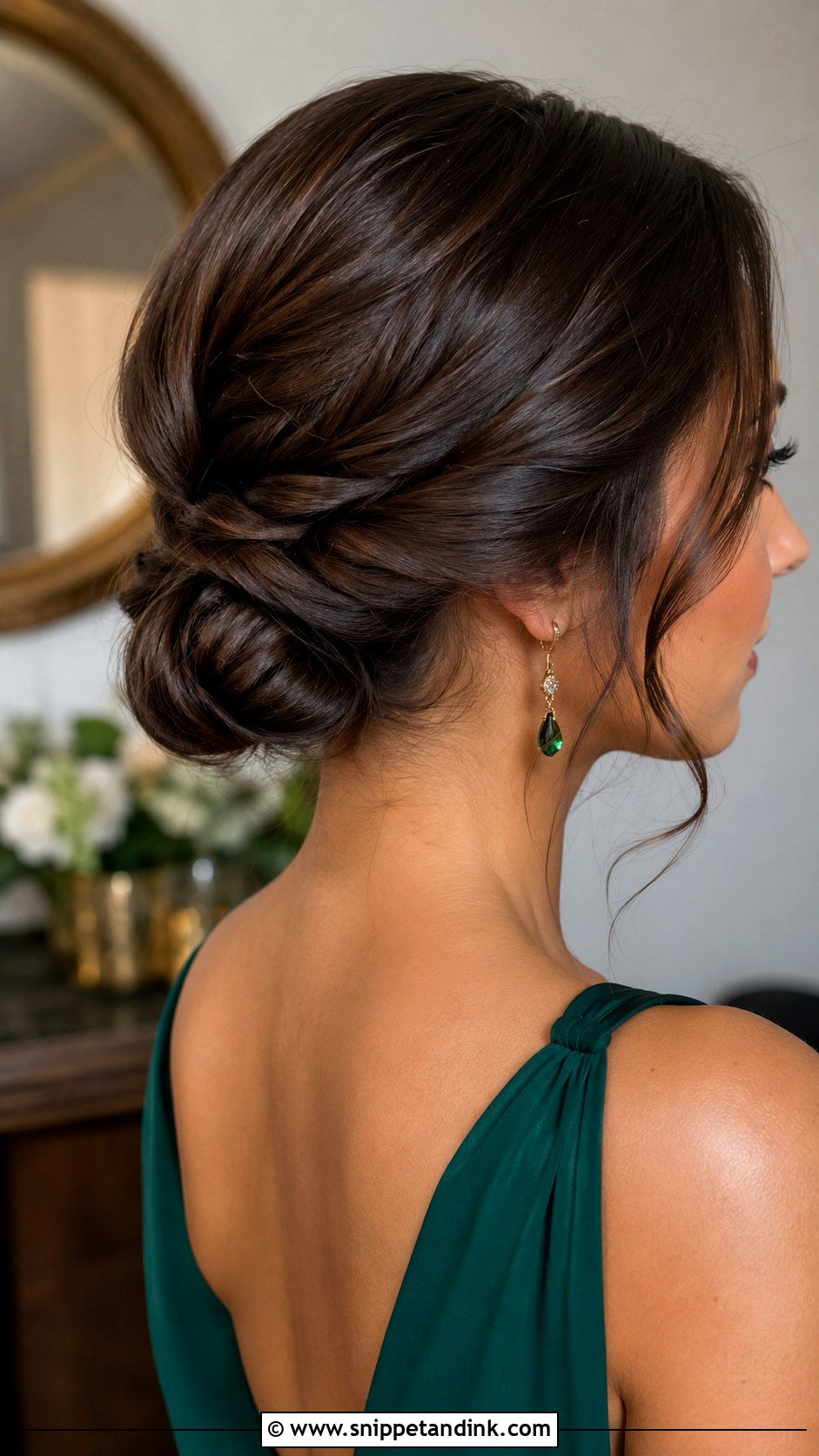 Sleek Twisted Bun Bridesmaid Hair - Snippet and Ink - 20 Sleek Bridesmaid Hair Ideas