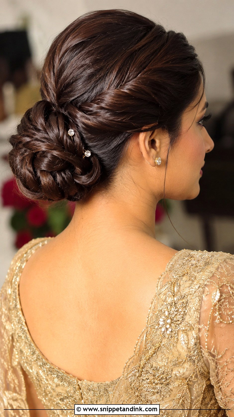 Sleek Twisted Bun - Snippet and Ink - 15 Sleek Bun Indian Wedding Ideas